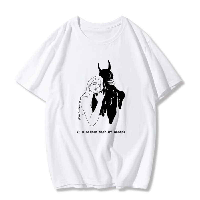 Летние новые женские уличные топы футболка с надписью I'm Meaner Than My Demon модная Tumblr