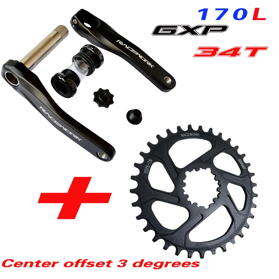 GXP34T 3degrees Fahrrad kurbel гоночный велосипед MTB GXP Kurbel алюминиевый легиер Mit Boden Kurbel 170 crank platte rot 32 T 34 T 36 T 38 T - Цвет: GXP34T 3degrees