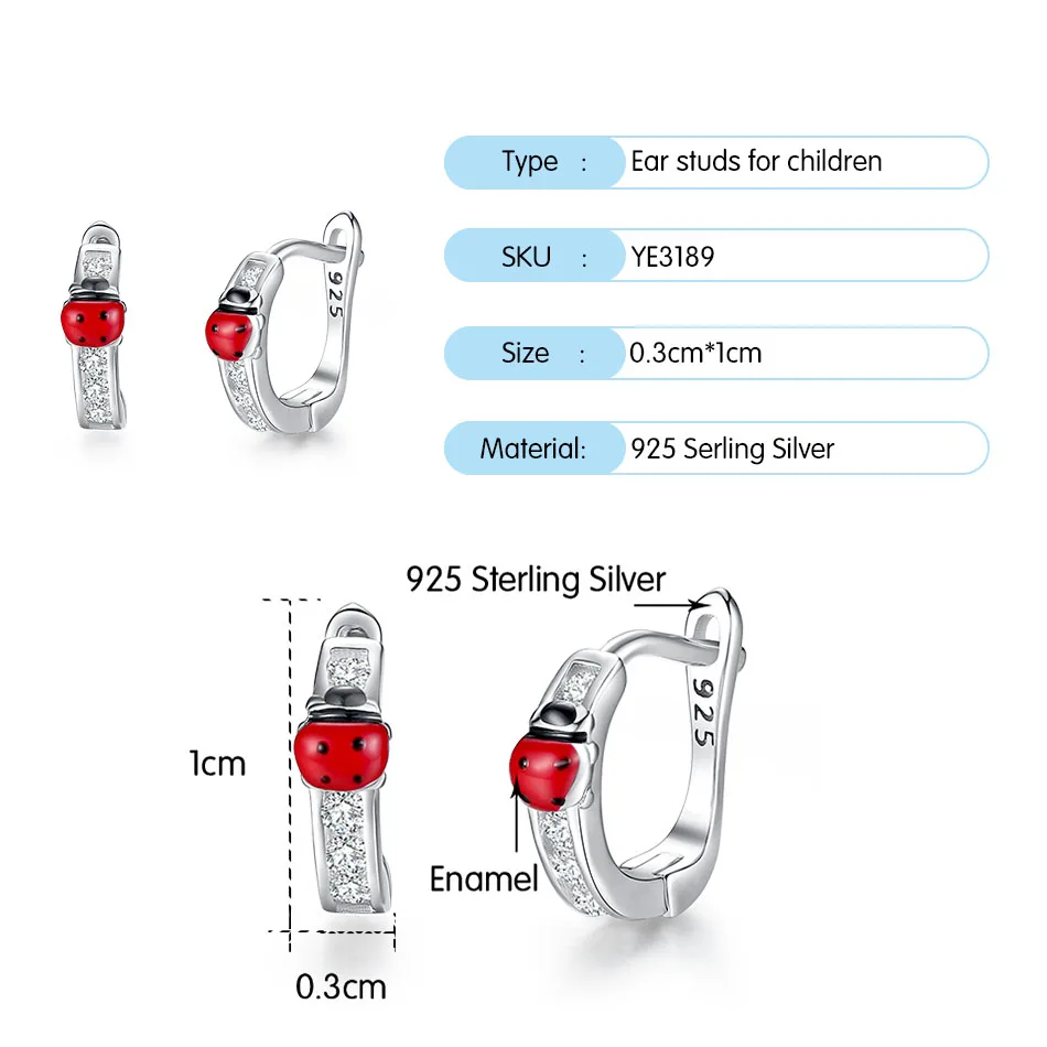 BELAWANG 925 пробы серебряные серьги кольца с ребенок девочки дети эмалевая Божья