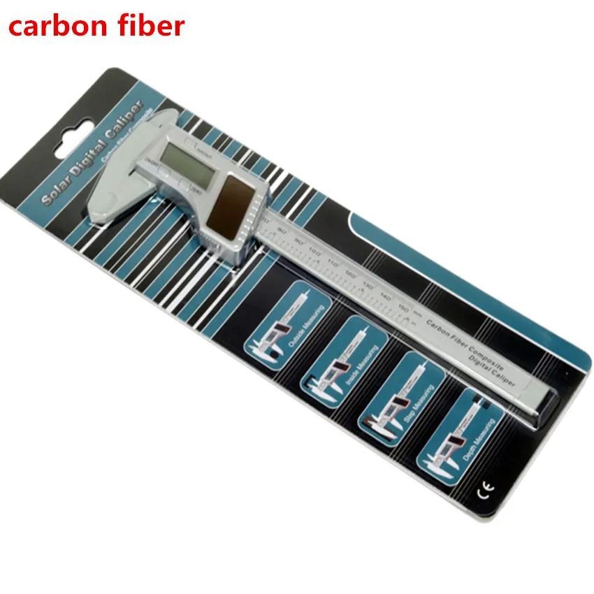 carbon fiber 0.1mm Высококачественный 150 мм 0,01 мм Солнечный цифровой штангенциркуль из нержавеющей стали, Электронный штангенциркуль из углеродного волокна, микрометр - Цвет: carbon fiber 0.1mm