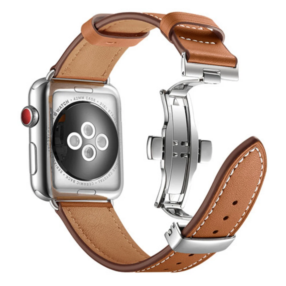 Италия Кожаный ремешок для наручных часов IWatch Apple Watch Series 4/3/2/1 38 мм 40 42 44 застежка