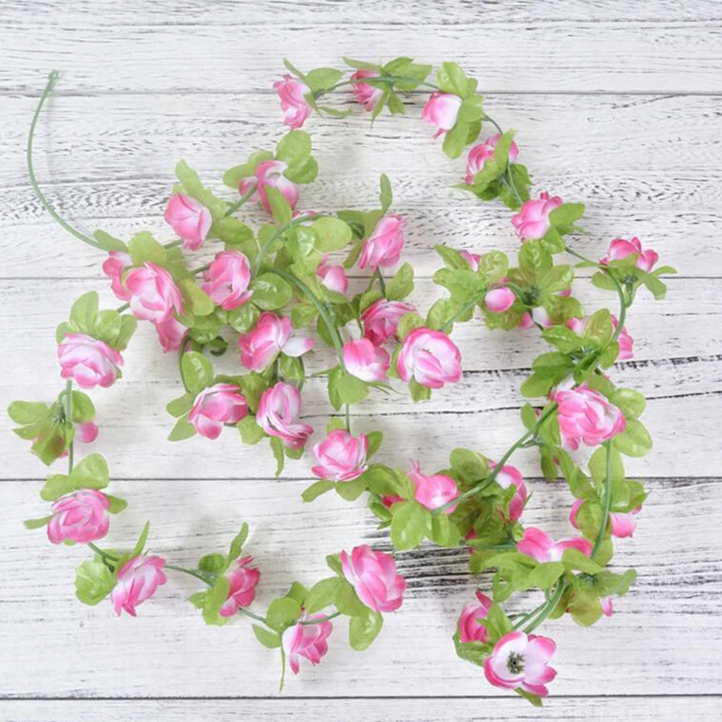 Artificial Flower Rose Vine Rattan Hanging Garland Silk Fake Flowers String Home Party Wedding Decoration | Дом и сад