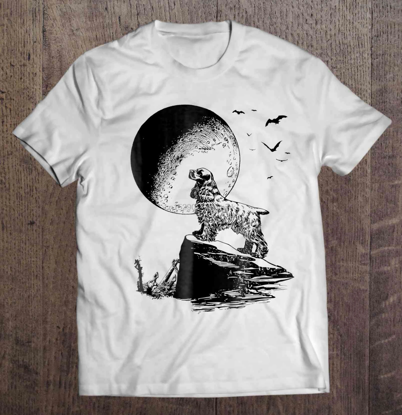 Мужская футболка на Хэллоуин кокер спаниель Воющий женская футболка| |