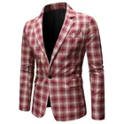 Мужской пиджак, модный клетчатый Блейзер, повседневный новый стиль, пальто, банкетный костюм, пальто, блейзер