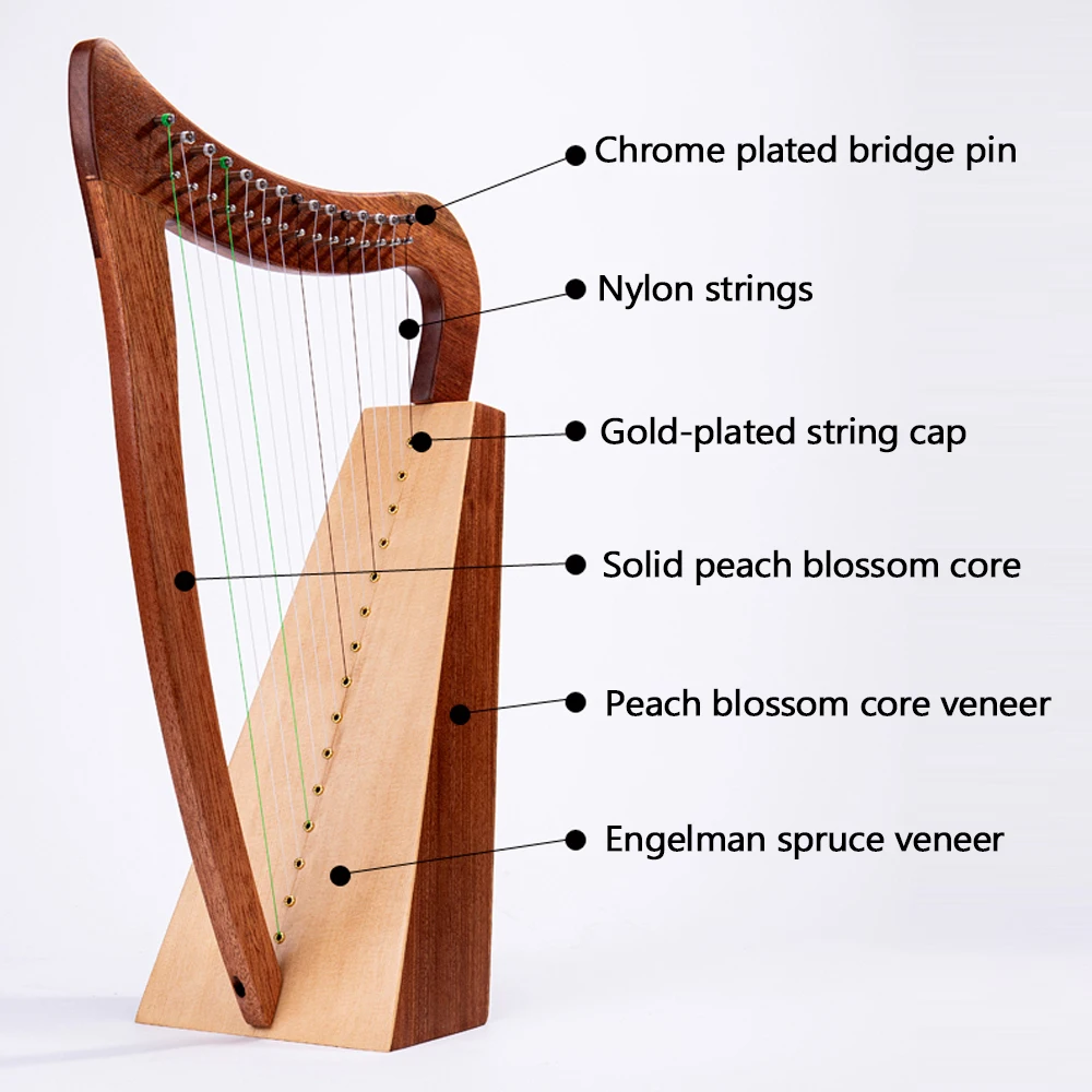15 String Instruments A Small Harp lyre Coffee Hoose rosewood Imported special nylon string clear tone | Спорт и развлечения