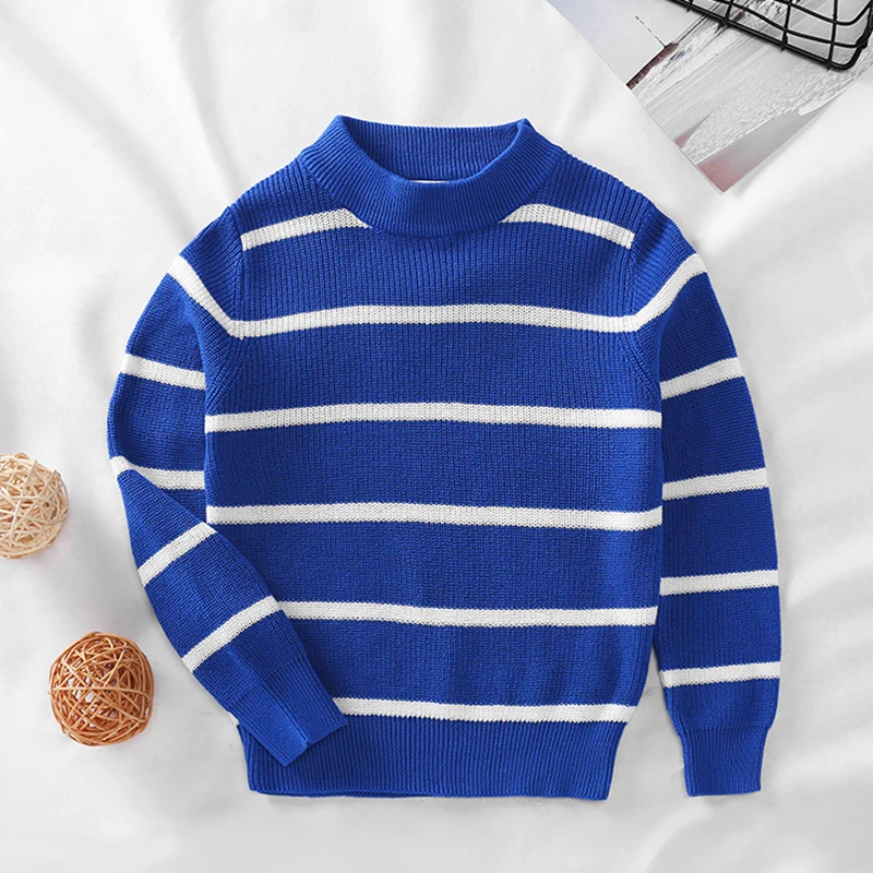 

Winter Clothing Boy's Sweater O-Neck Pullover Sweater Kids Clothes Children's Sweater Autumn Warm Striped Pullover Sweater