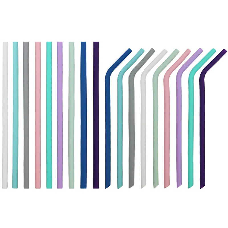 Многоразовая силиконовая соломка 2 шт. пищевая питьевая металлическая для