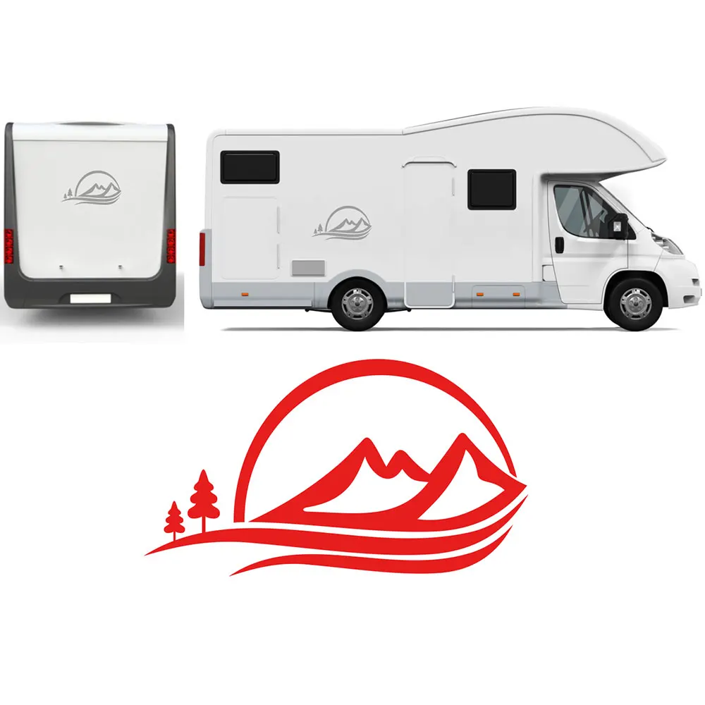 

40x70cm Camper Stickers Mauntains Trees Decals Camping Car Motorhome Sunliving Carthago