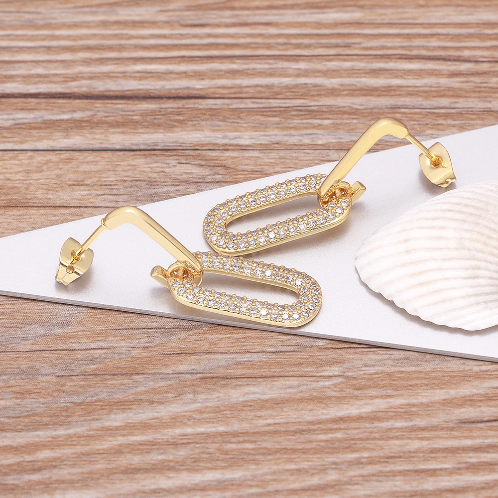 Высококачественные модные циркониевые Подвесные серьги-кольца геометрические