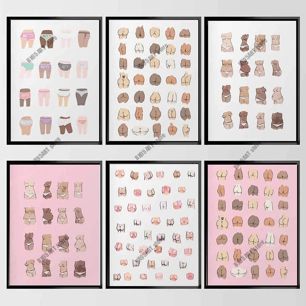 

Sexy Butts Collage Canvas Painting Wall Art Funny Bathroom Sign Posters and Prints Home Decor Pictures Living Room Decoration