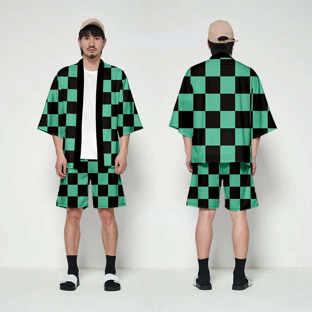 

Кимоно для косплея для мужчин и женщин, Повседневная Уличная одежда с 3D-принтом, рассекающий демонов, хаори юката, японское аниме, костюм для...