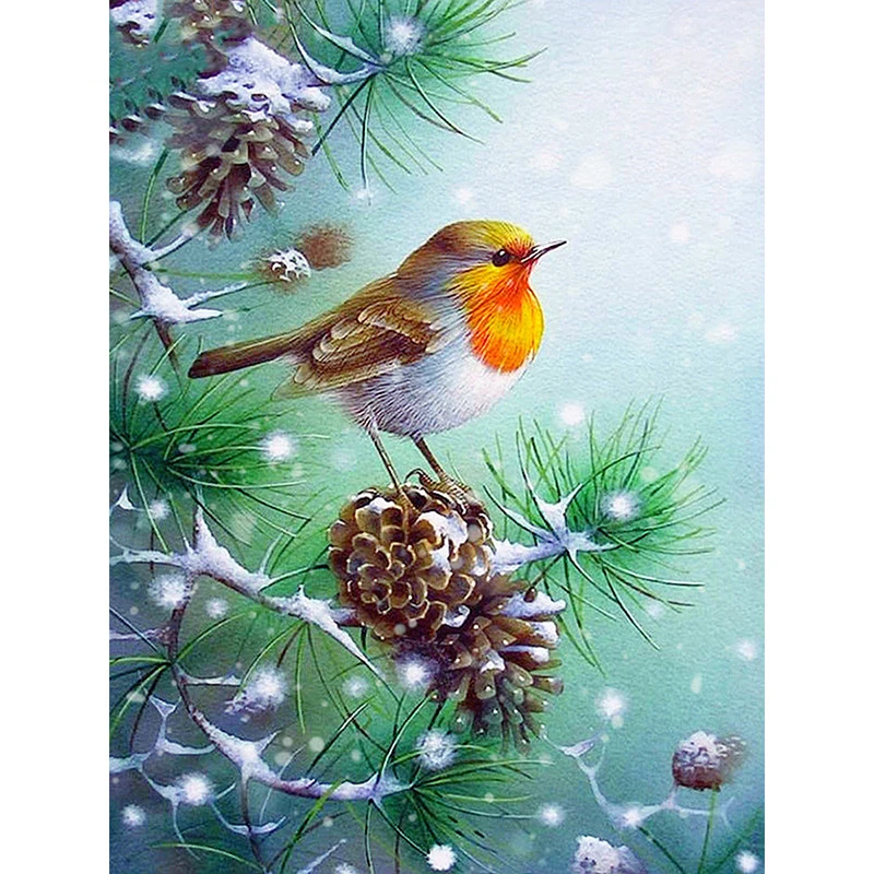 

Diamond Painting Full Square Bird Diamond Embroidery Mosaic Cross Stitch Winter Christmas Decorations For Home BY64