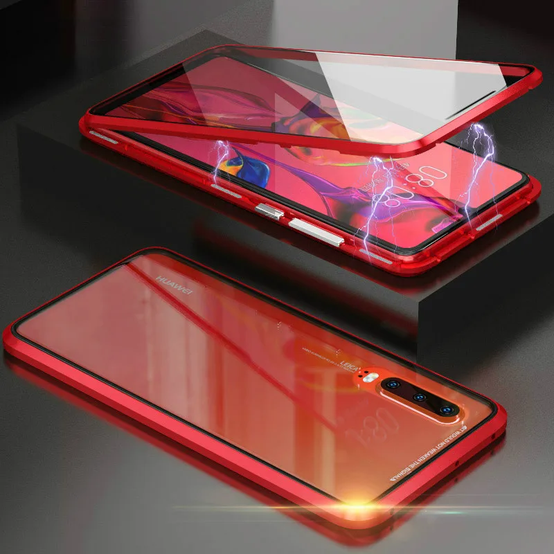 Магнитный чехол с полным покрытием 360 градусов для Huawei P30 Pro металлический