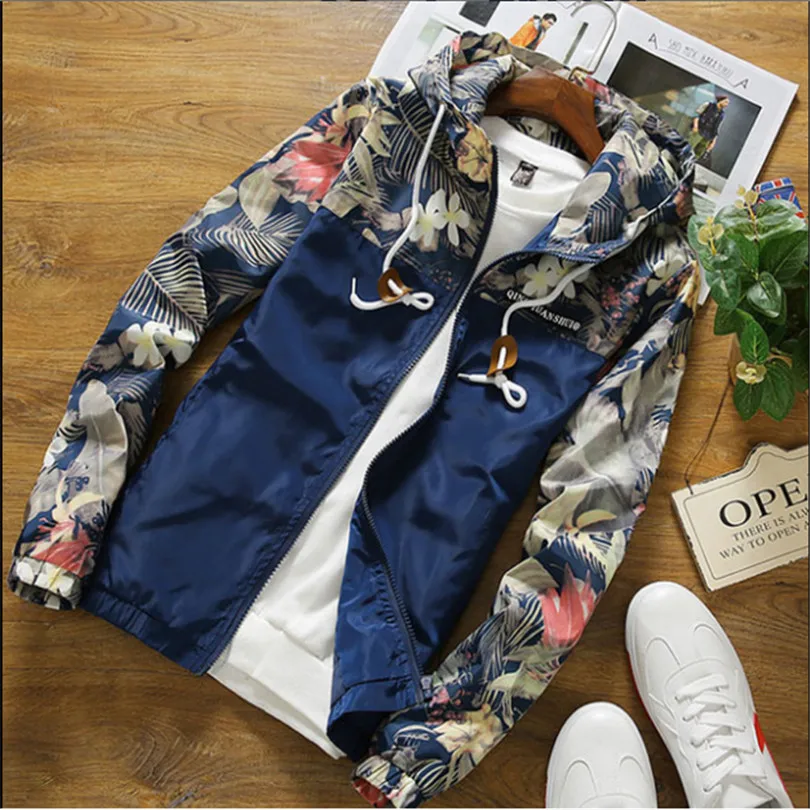 Новая модная куртка с цветочным рисунком для мужчин брендовая Новинка