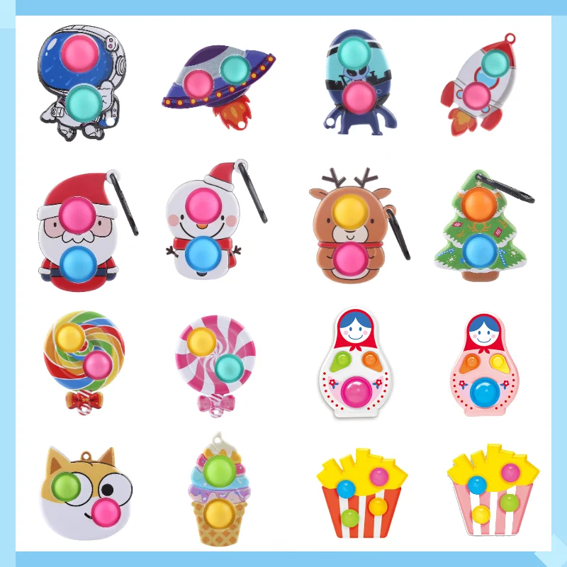 

2021 Kawaii Рождественский лось Снеговик попит игрушки-фиджеты брелок кольцо для взрослых детей снятие стресса аутизм сжимаемые игрушки подарк...