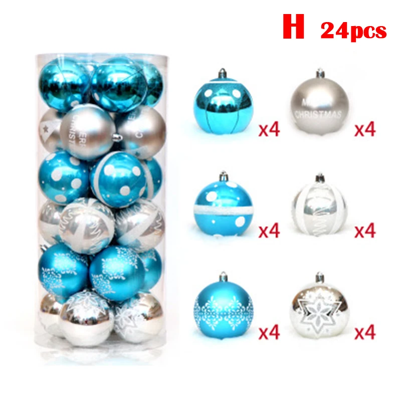 

24Pcs 6CM Christmas Balls Ornaments for Christmas Tree Shatterproof Colored Decoration Baubles for Holiday Party Best Pr