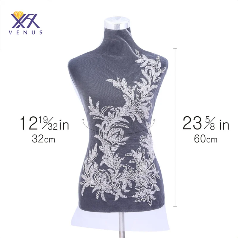 

XFX VENUS 1pc beautiful flowers beaded bodice applique and crystal bodice Lady handmake Wedding Dress Accessories