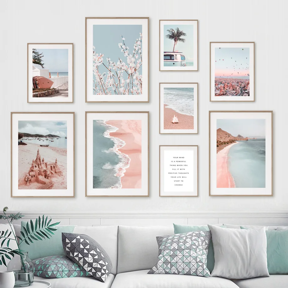 

Coast Shells Beach Waves Van Palm Tree Yacht Posters And Prints Wall Art Canvas Painting Wall Pictures For Living Room Decor