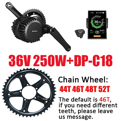 36V250WC18 Bafang мотор BBS02 BBS01 48v 750 w/500 w 36V 250 W/350 W/500 W 8fun, фара для электровелосипеда в двигатель комплект для электрического велосипеда, конверсионный набор, BBS02B BBS01B - Цвет: 36V250WC18