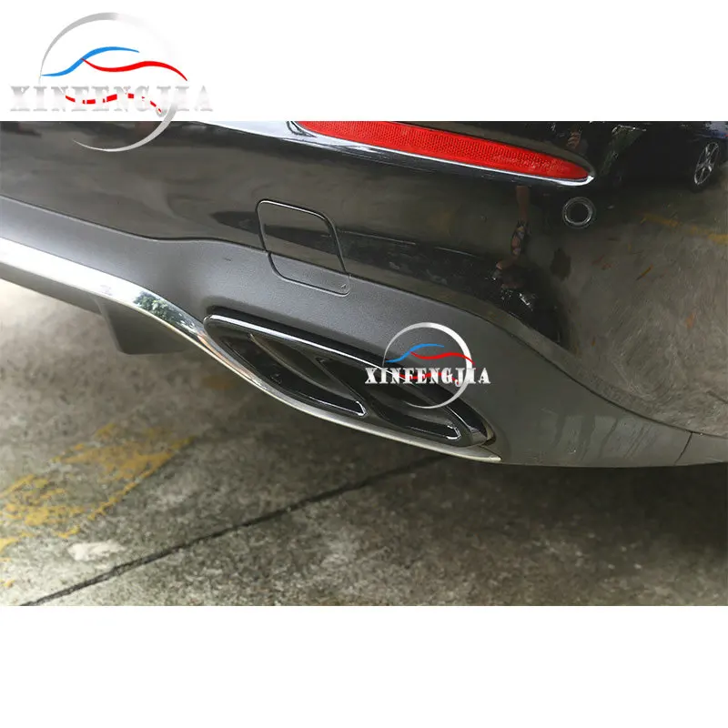 

A B C E CLA GLC GLE GLS Class W205 W213 X253 W176 2* Black Stainless Cylinder Exhaust Pipe Mufflers Cover Trim