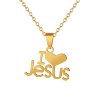 fashion female i love jesus pendant necklaces dropshipping gold color stainless steel christian jewelry for menwomen wholesale