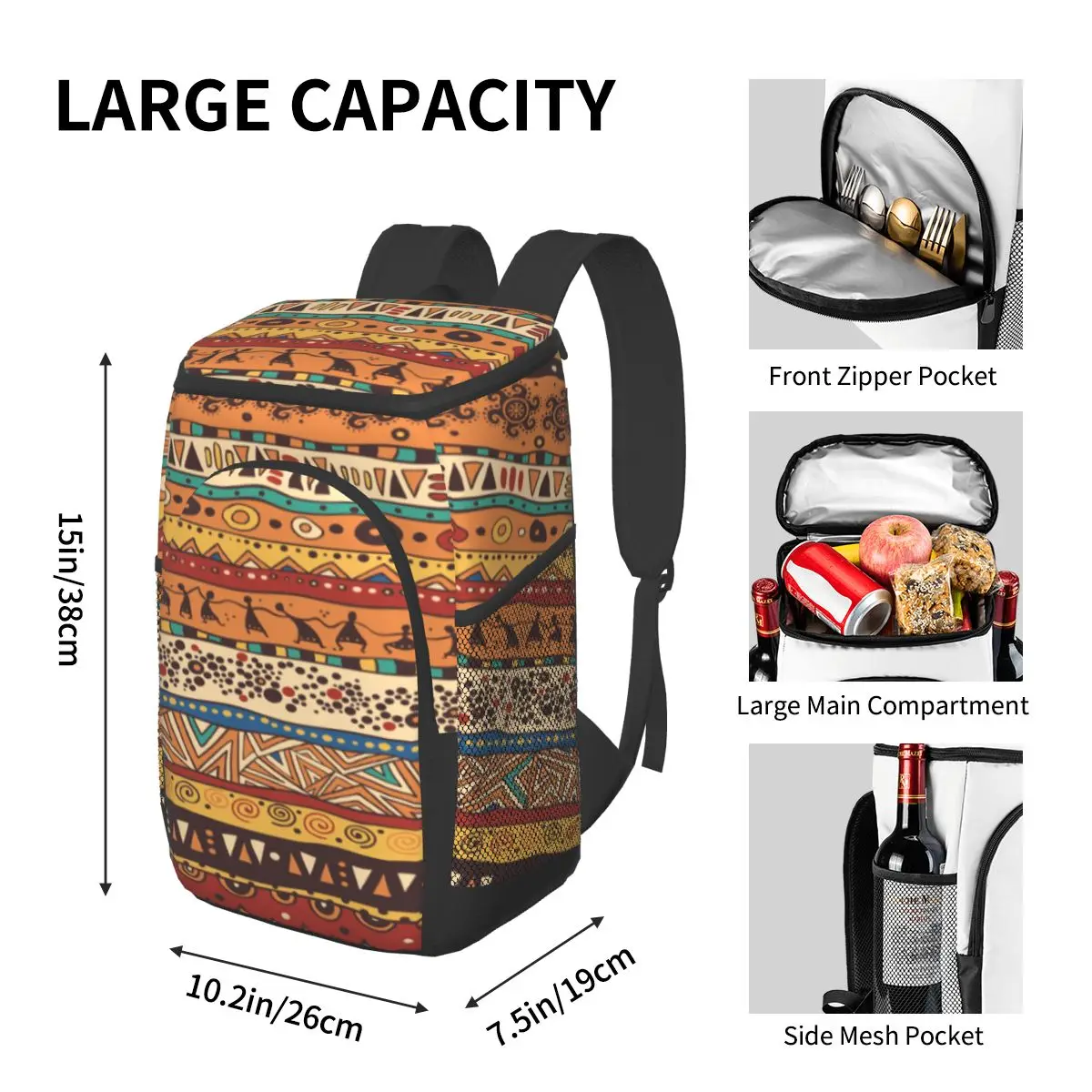 picnic cooler backpack african pattern waterproof thermo bag refrigerator fresh keeping thermal insulated bag free global shipping