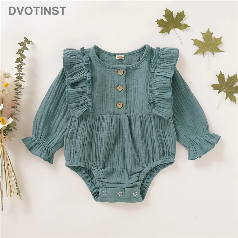 

Dvotinst Newborn Baby Girls Spring Autumn Clothes Full Sleeve Bodysuits Romper Soft Linen Outfits Infant Tollder Ins Hot Costume