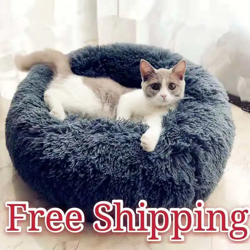 

Round Cat Beds House Soft Long Plush Best Pet Dog Bed For Dogs Basket Pet Products Cushion Cat Bed Cat Mat Animals Sleeping Sofa