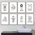 Настенная живопись на холсте Правила пользования туалетом, современный Забавный постер с правилами ванной комнаты, настенное украшение для туалета, юмора
