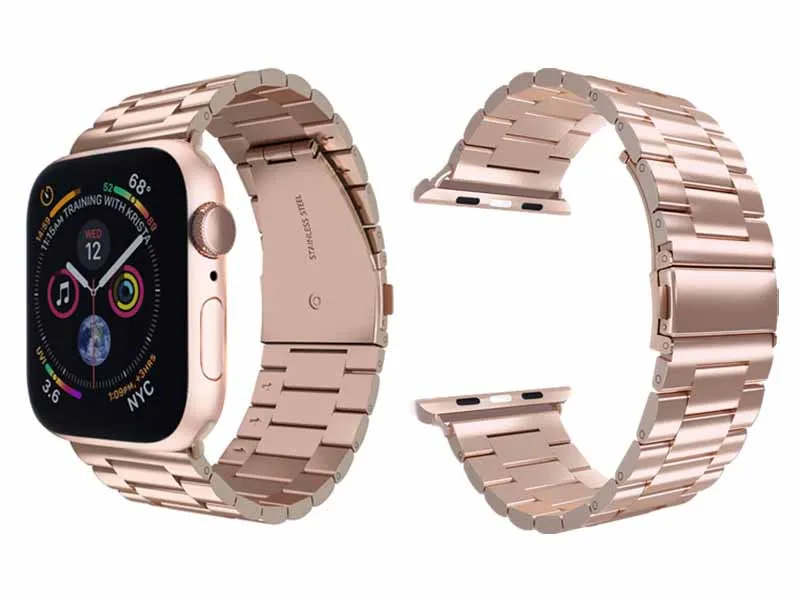 Ремешок для часов аpple ремешок из нержавеющей стали iWatch ремешок металлический ремешок розовый 38 40 42 44 ремешок Пряжка apple series 4 3 2 1