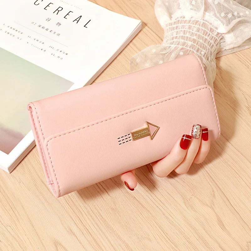 

Three Fold Wallet for Women Long PU Standard Wallets 2021 New Female Purse Hasp Closure Many More Card Pocket Lady Clutch Bag