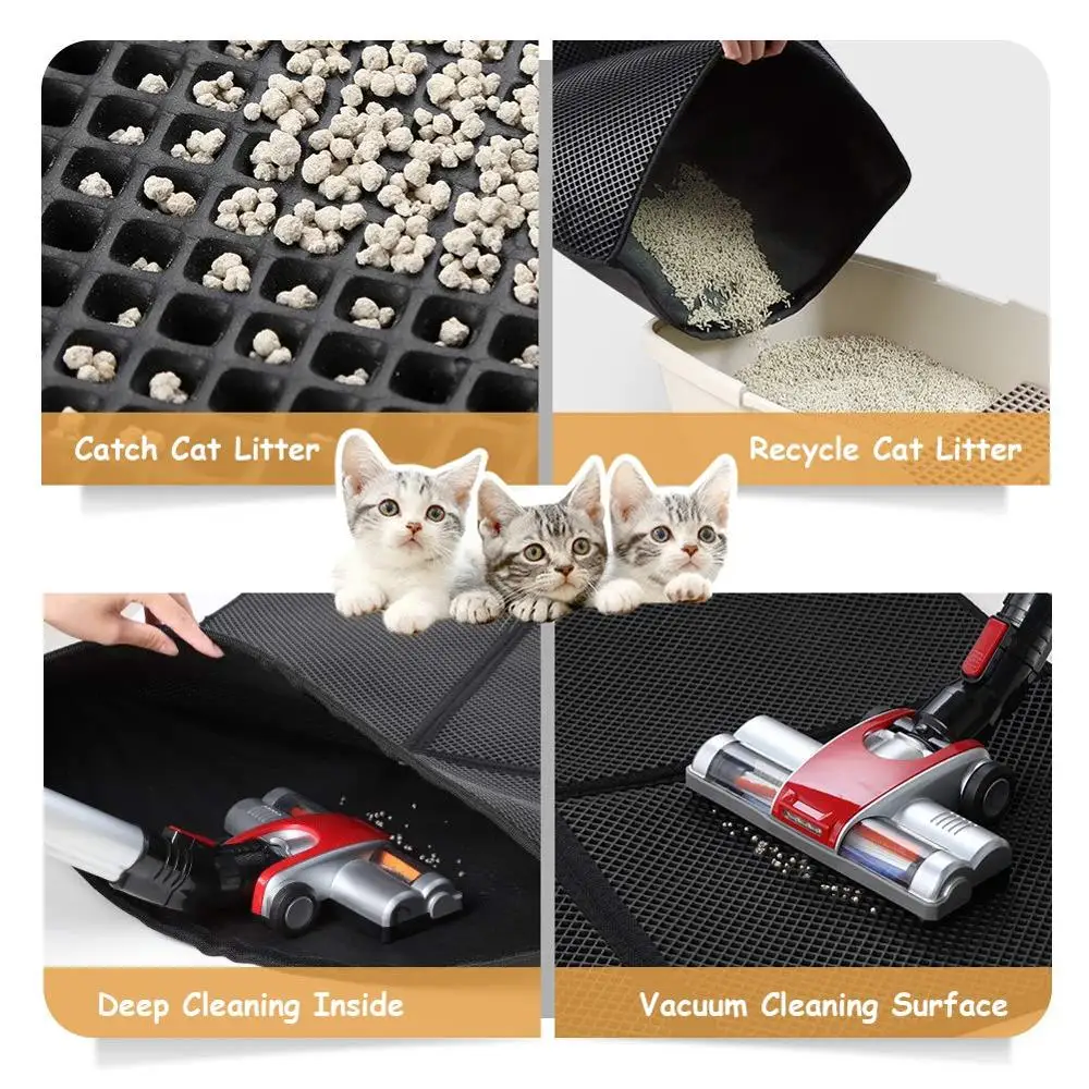 Водонепроницаемый складной двухслойный сотовый коврик для кошачьих туалетов EVA