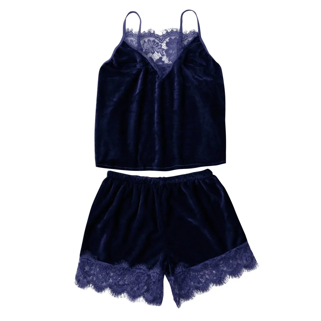 Женская пижама Сексуальный Атласный пижамный комплект замшевое нижнее белье