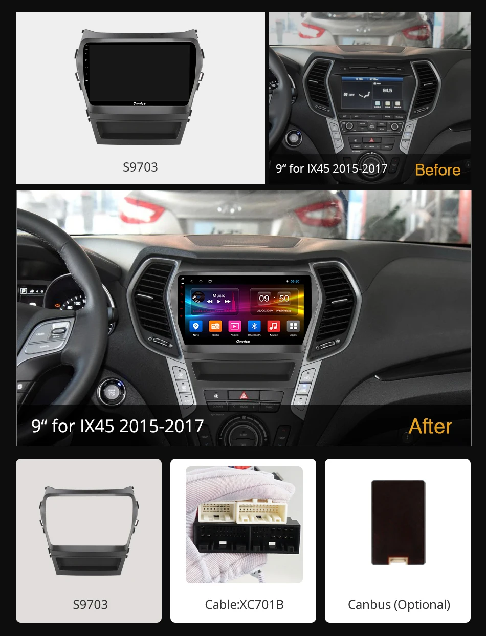 Ownice k3 k5 k6 Восьмиядерный Android 9 0 автомобильный dvd GPS плеер для Hyundai Santa FE IX45 2015 2016 2017 Navi