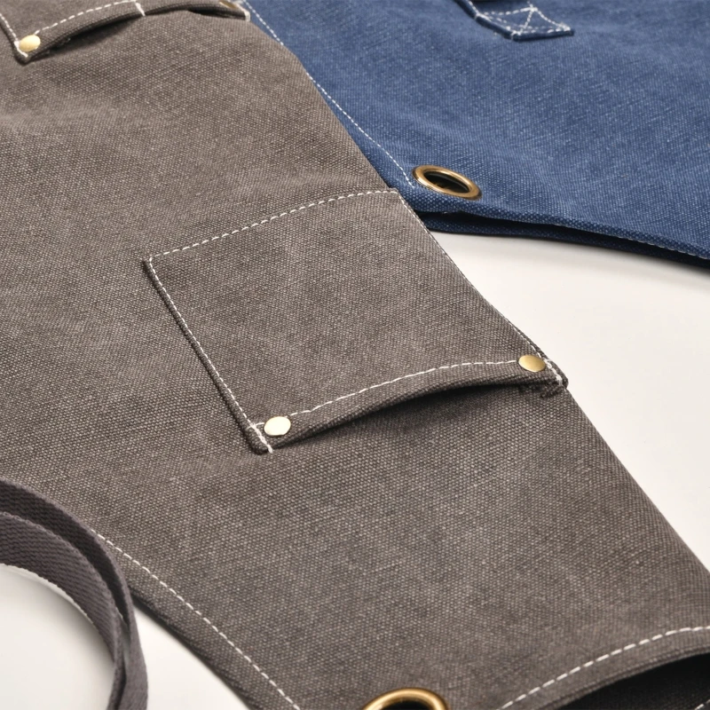 

Chef Apron Cotton Canvas Cross Back Adjustable Apron with Cooking Baking Aprons