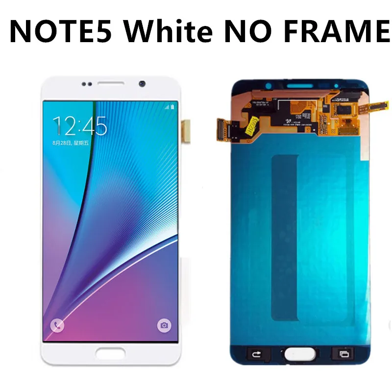 Супер AMOLED экран Замена с рамкой для samsung NOTE5 lcd N920 N920F N920A N920T N920C N920V сенсорная сборка - Цвет: White NO Frame