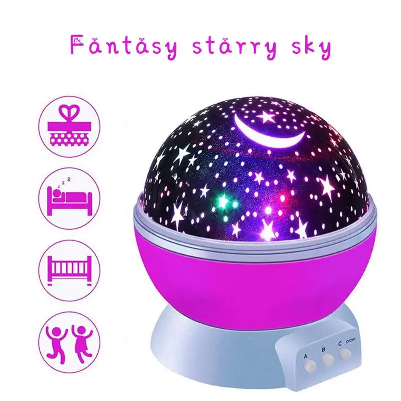 Star Projector Lamp Children Bedroom LED Night Light Baby Decor Rotating Starry Nursery Moon Galaxy Table | Лампы и освещение