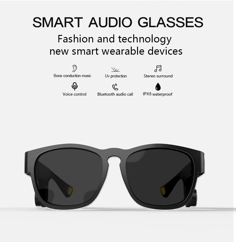 구매 스마트 오디오 안경 무선 블루투스 헤드폰 골전도 이어폰, HD 마이크 음악 안경 야외 사이클링 선글라스