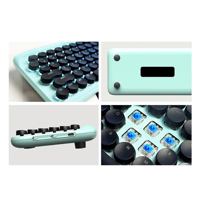 Typewriter Keyboard Wireless Bluetooth RGB Backlight Retro Mechanical Keyboard for Cellphone Tablet Laptop @M23