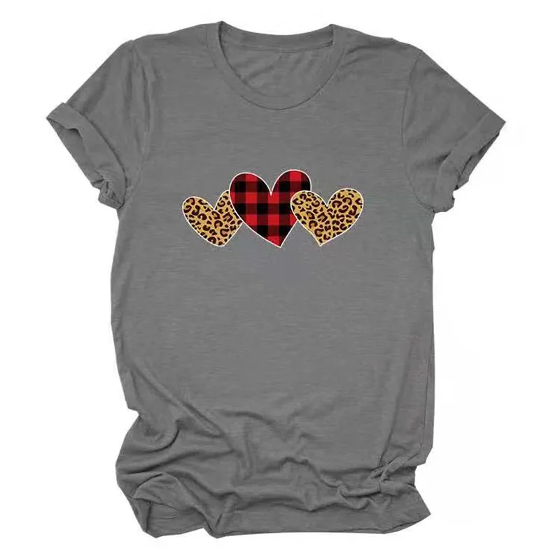 

2021 European and American ladies fashion couple casual short-sleeved round neck T-shirt 1012