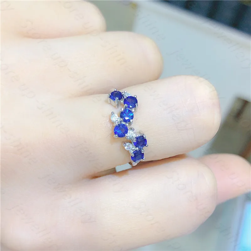 

New natural sapphire ring, 925 silver women's ring, simple and lovely