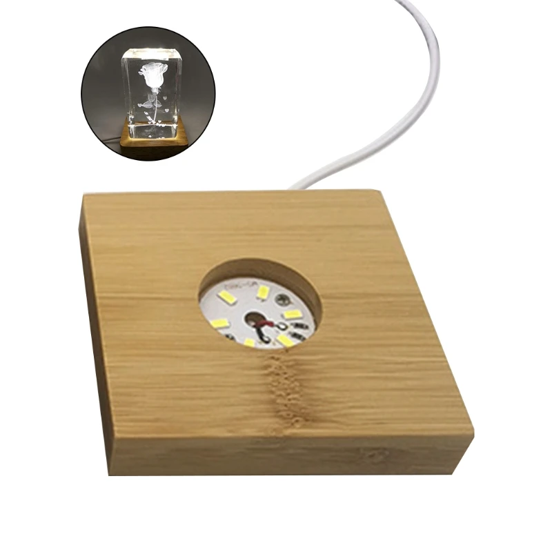 

Solid Wood LED Luminous Lamps Holder Creative Wooden Crafts Night Lights Ornaments USB Crystal Weather Bottles Bases X6HD