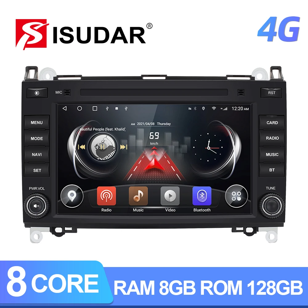 

ISUDAR T72 Android 10 Auto Radio For Mercedes/Benz/Sprinter/W169/B200/B-class Car Multimedia 8 Core RAM 8GB DVR Camera No 2din