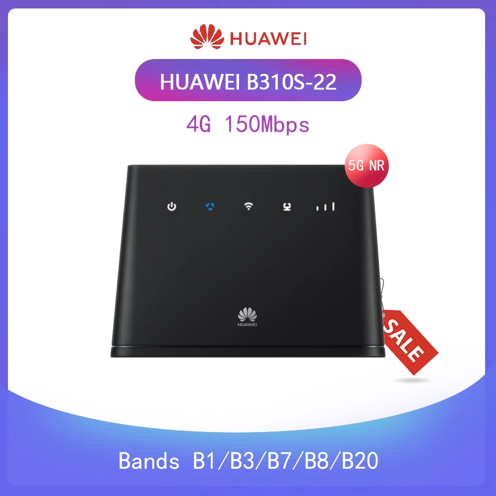 

Unlocked HUAWEI B310 B310S-22 150Mpbs 4G LTE CPE Wireless Router Wiht Sim Card Slot Support B1 B3 B7 B8 B20 FREE 2pcs Antenna