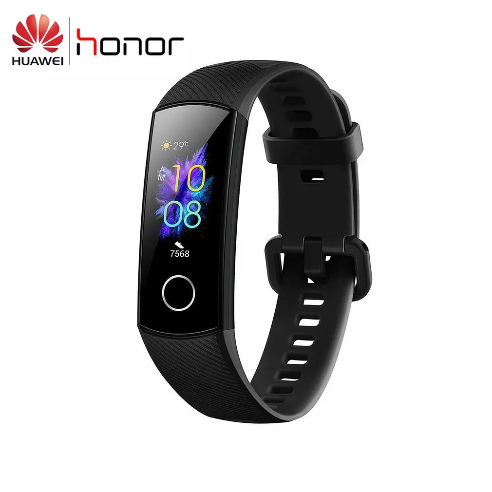 black Huawei Honor Band 5 Smartband AMOLED huawei Smartwatch кровяное кислородное сердце яростный смарт-браслет для фитнеса Swiming Sport Trakcer gps - Цвет: black
