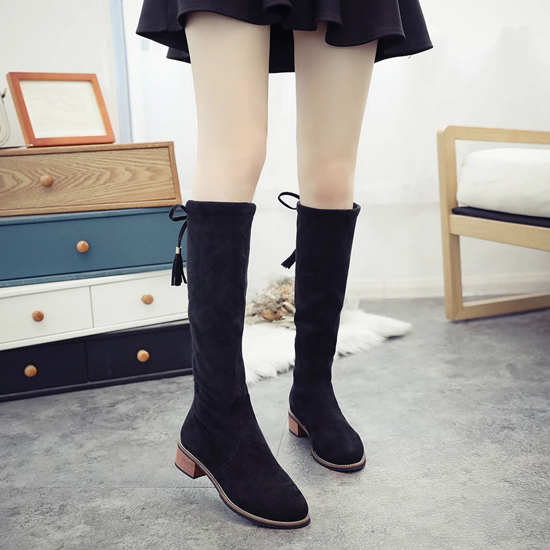 Высокие сапоги до колена в полоску британском стиле женские высокие для колледжа