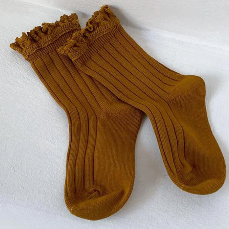 Calcetines hasta la rodilla de algod&oacute;n acanalado para ni&ntilde;a peque&ntilde;a, medias de tubo largo, ropa para ni&ntilde;o, calentadores de piernas, primavera y oto&ntilde;o-5
