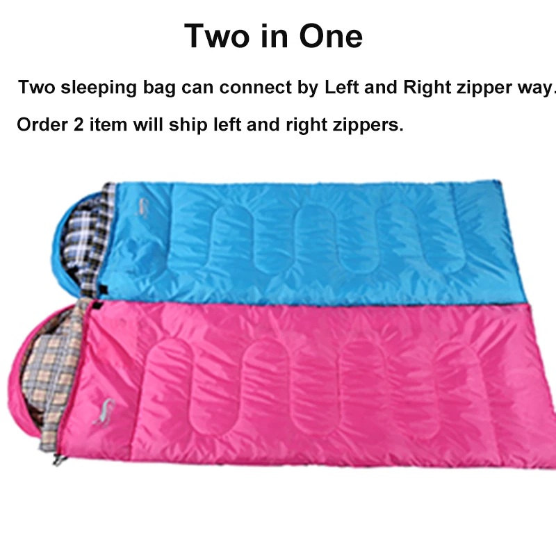 4 Season Flannel Sleeping Bag Attached Pillow Camping Bags Portable Lightweight Backpack with Sack | Спорт и развлечения