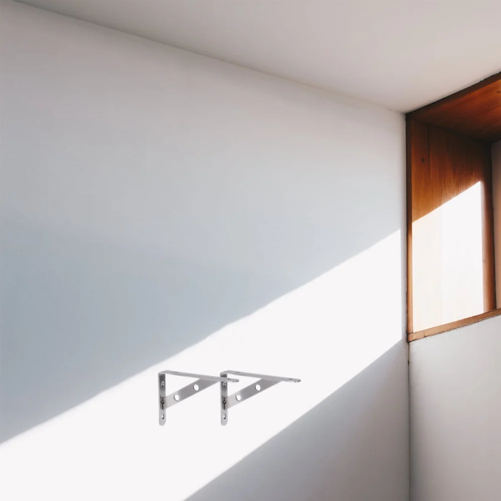 

2pcs Durable Industrial Wall Shelf Support Bracket Stainless Steel Triangular Bracket with 4 Screws (3x150mm)