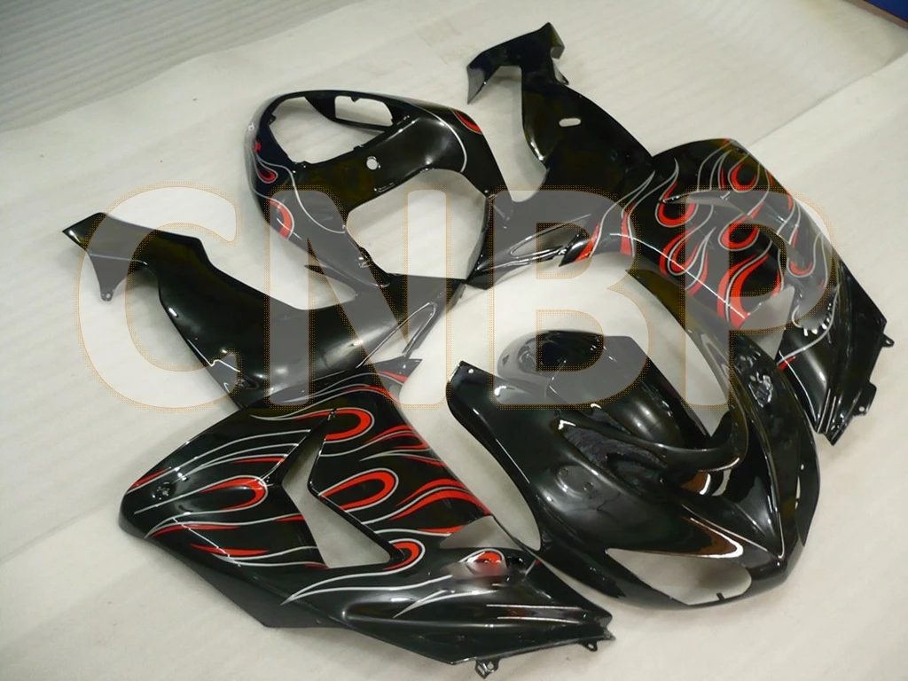 Zx10r 2006 - 2007 Обтекатели комплекты корпуса черного красного пламени обтекатели |